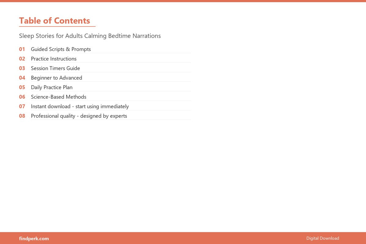 Sleep Stories for Adults Calming Bedtime Narrations - Table of Contents