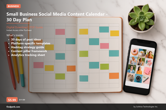 Small Business Social Media Content Calendar - 30 Day Plan