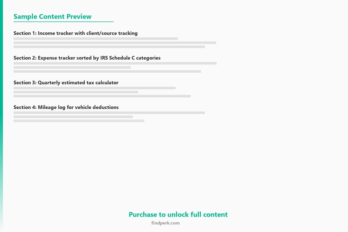 Small Business Bookkeeping & Tax Prep Spreadsheet - Auto-Sort Expenses by Category - Content Preview