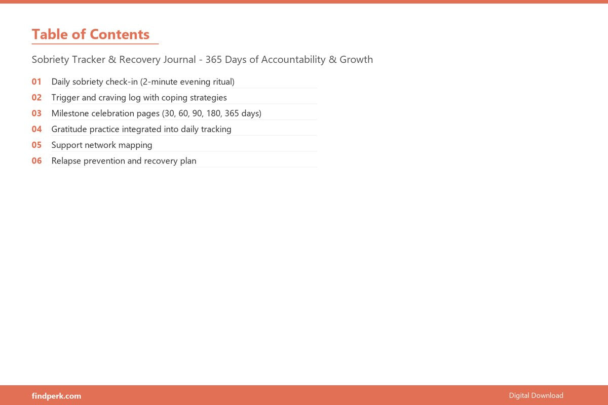 Sobriety Tracker & Recovery Journal - 365 Days of Accountability & Growth - Table of Contents