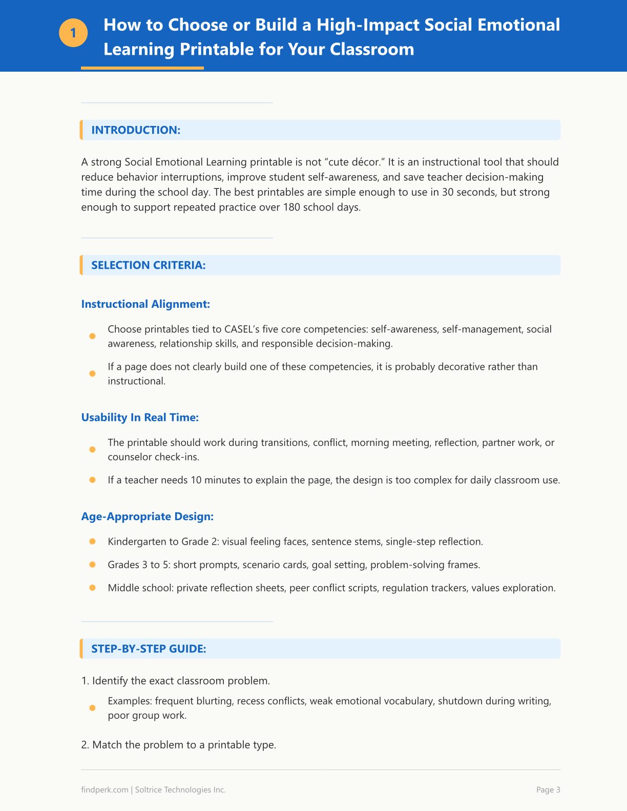 Social Emotional Learning Printable — Printable Classroom Resource