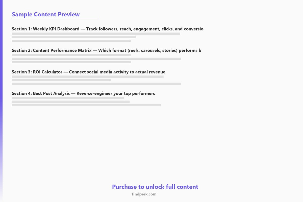 Social Media Analytics Tracker & ROI Calculator - Content Performance & Growth Dashboard - Content Preview