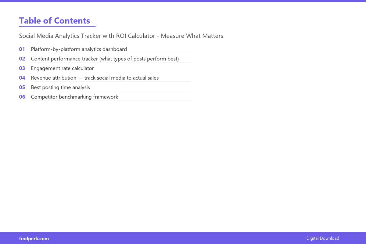 Social Media Analytics Tracker with ROI Calculator - Measure What Matters - Table of Contents