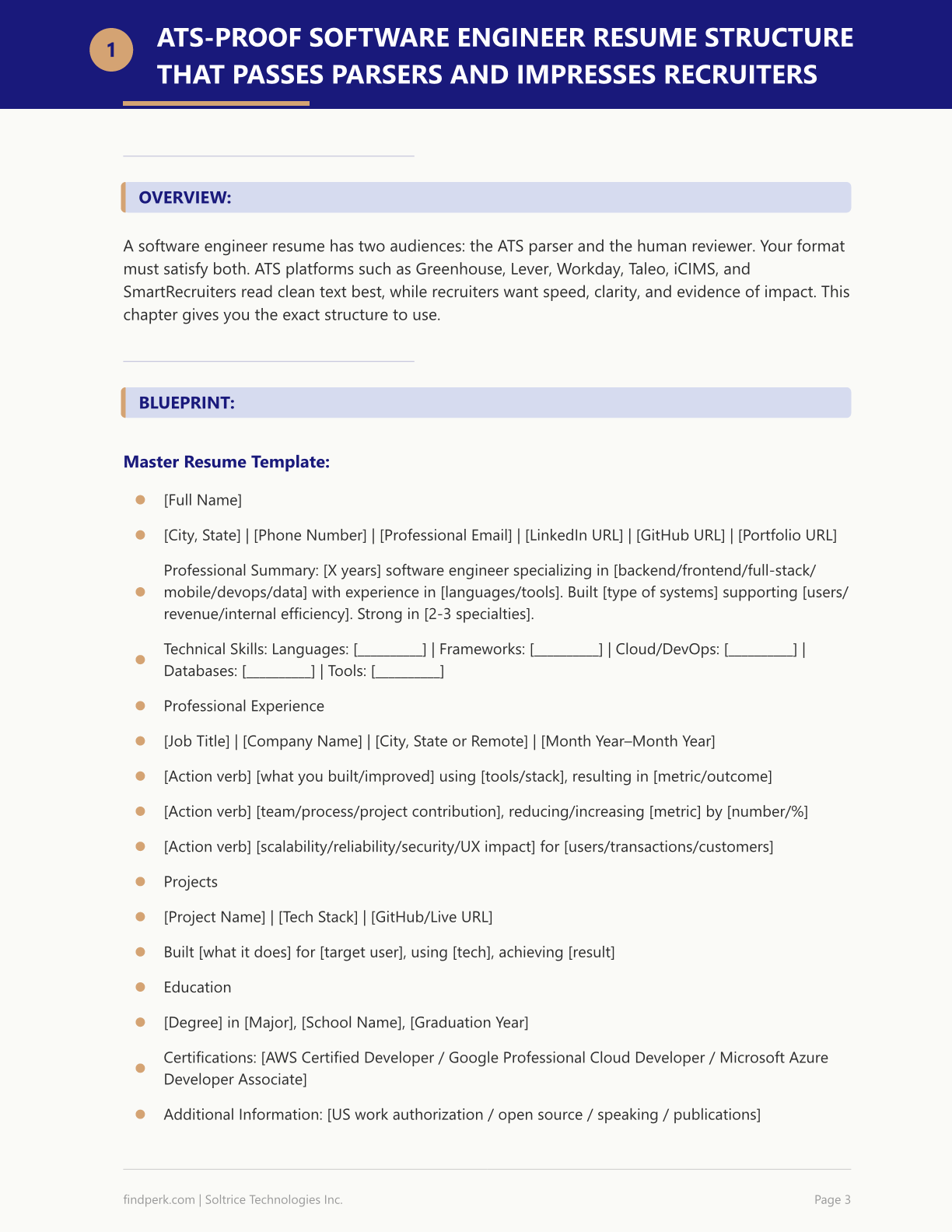 Software Engineer Resume Template - ATS Tech Format