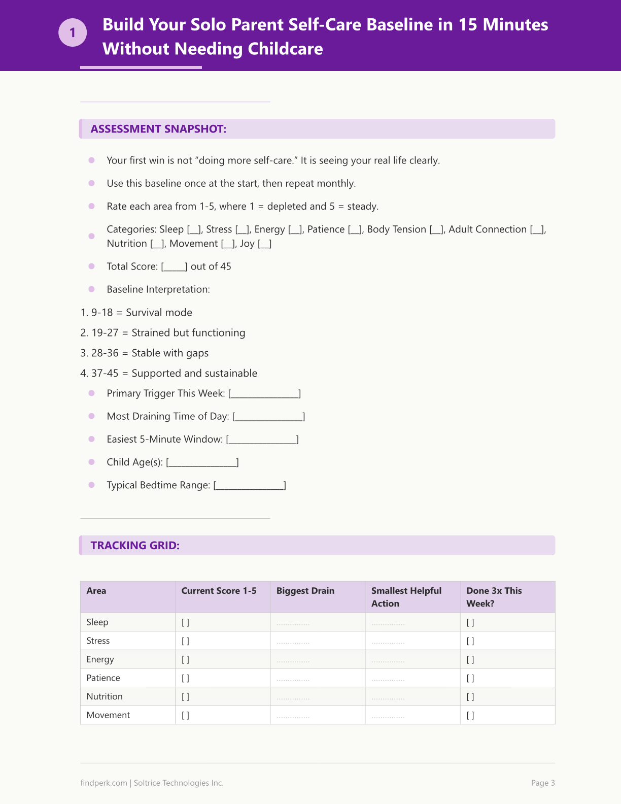 Solo Parent Self-Care Planner with Micro-Break Ideas for When You Can't Get a Babysitter