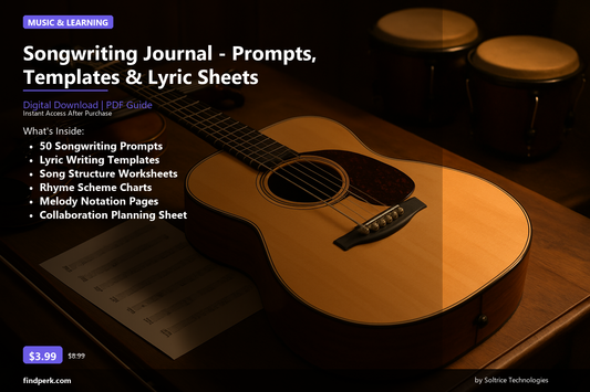 Songwriting Journal - Prompts, Templates & Lyric Sheets