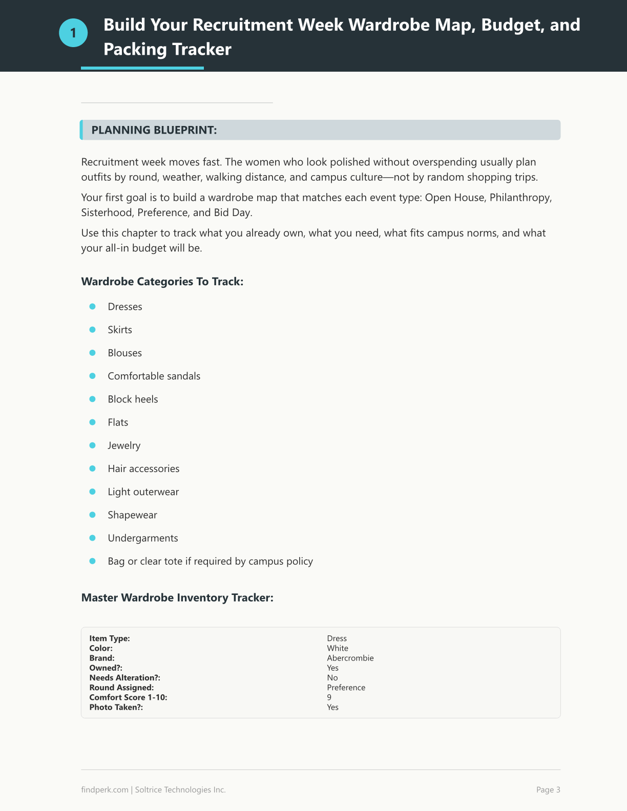 Sorority Rush Outfit Planner and Schedule Template - Complete Recruitment Guide