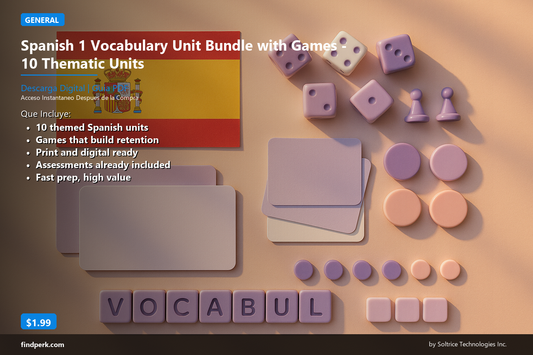 Spanish 1 Vocabulary Unit Bundle with Games - 10 Thematic Units