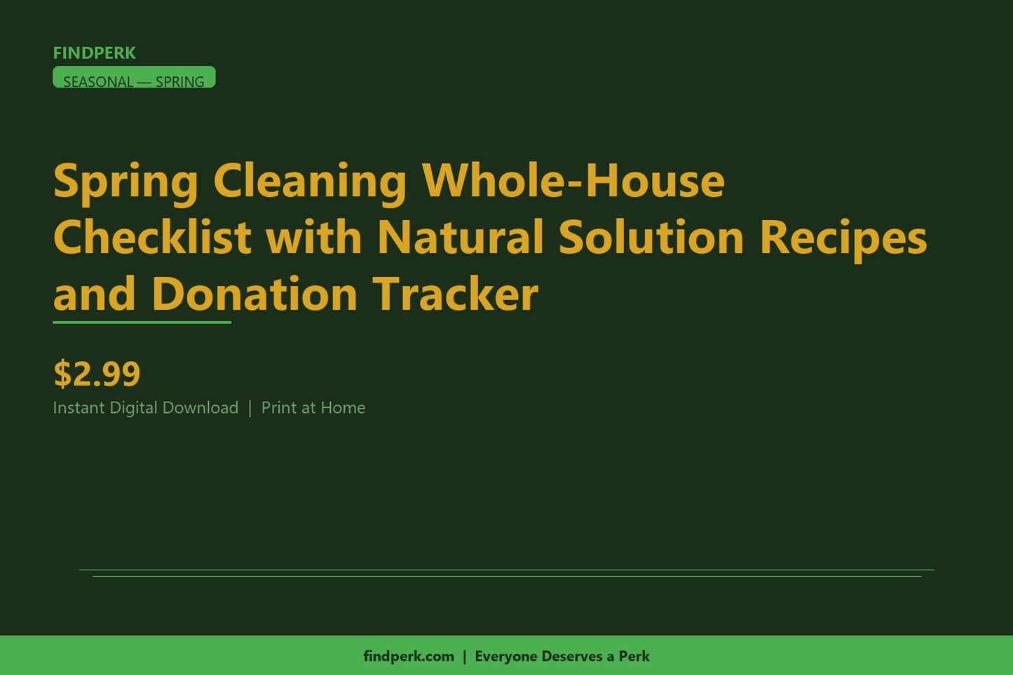 Spring Cleaning Whole-House Checklist with Natural Solution Recipes and Donation Tracker