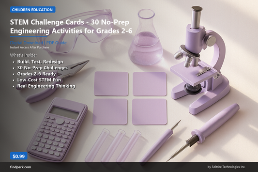 STEM Challenge Cards - 30 No-Prep Engineering Activities for Grades 2-6