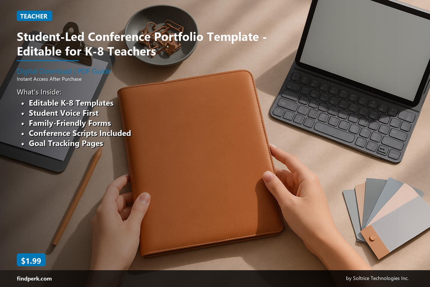 Student-Led Conference Portfolio Template - Editable for K-8 Teachers