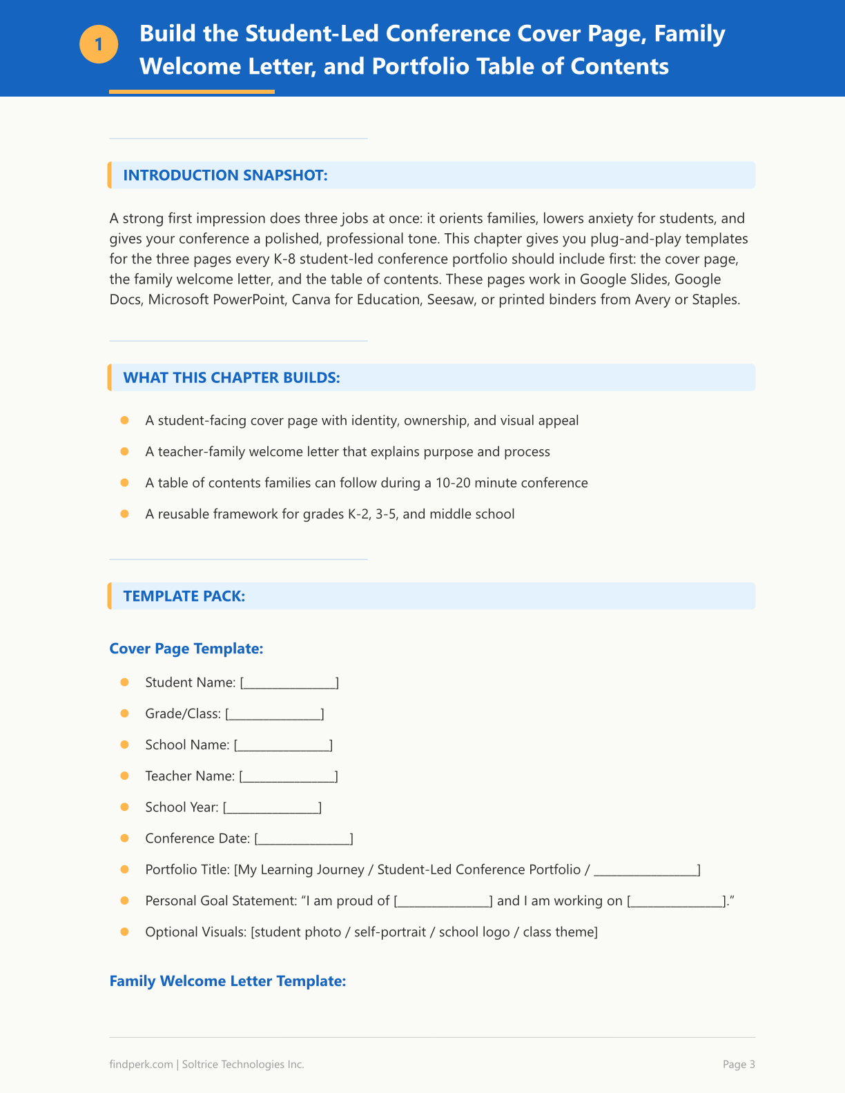 Student-Led Conference Portfolio Template - Editable for K-8 Teachers