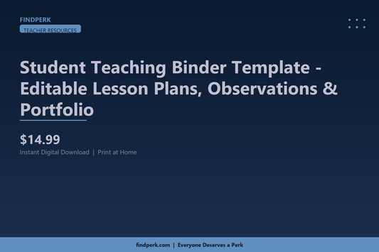 Student Teaching Binder Template - Editable Lesson Plans, Observations & Portfolio