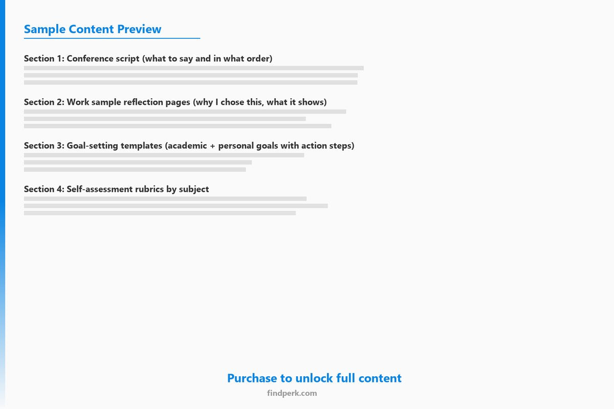 Student-Led Conference Portfolio Template - Self-Assessment & Goal-Setting (Grades 3-8) - Content Preview