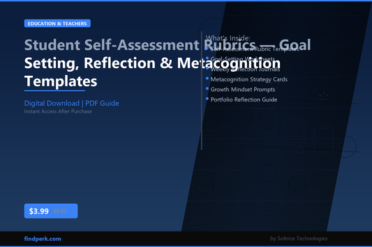 Student Self-Assessment Rubrics — Goal Setting, Reflection & Metacognition Templates