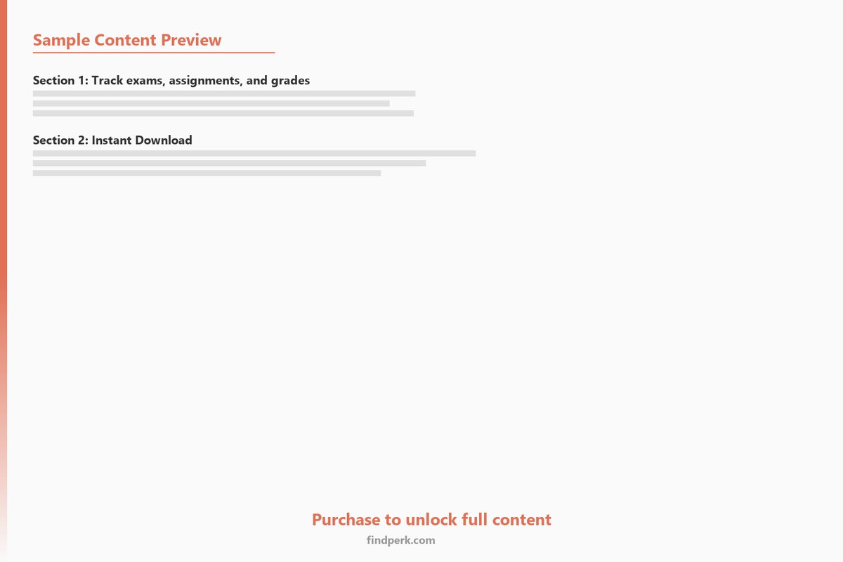 Student Study Planner - Exam Schedule, Assignment Tracker & Grade Calculator - Content Preview