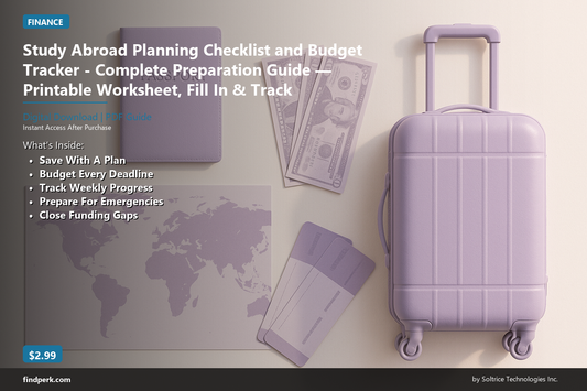 Study Abroad Planning Checklist and Budget Tracker - Complete Preparation Guide — Printable Worksheet, Fill In & Track