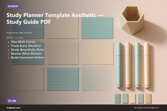 Study Planner Template Aesthetic — Study Guide PDF