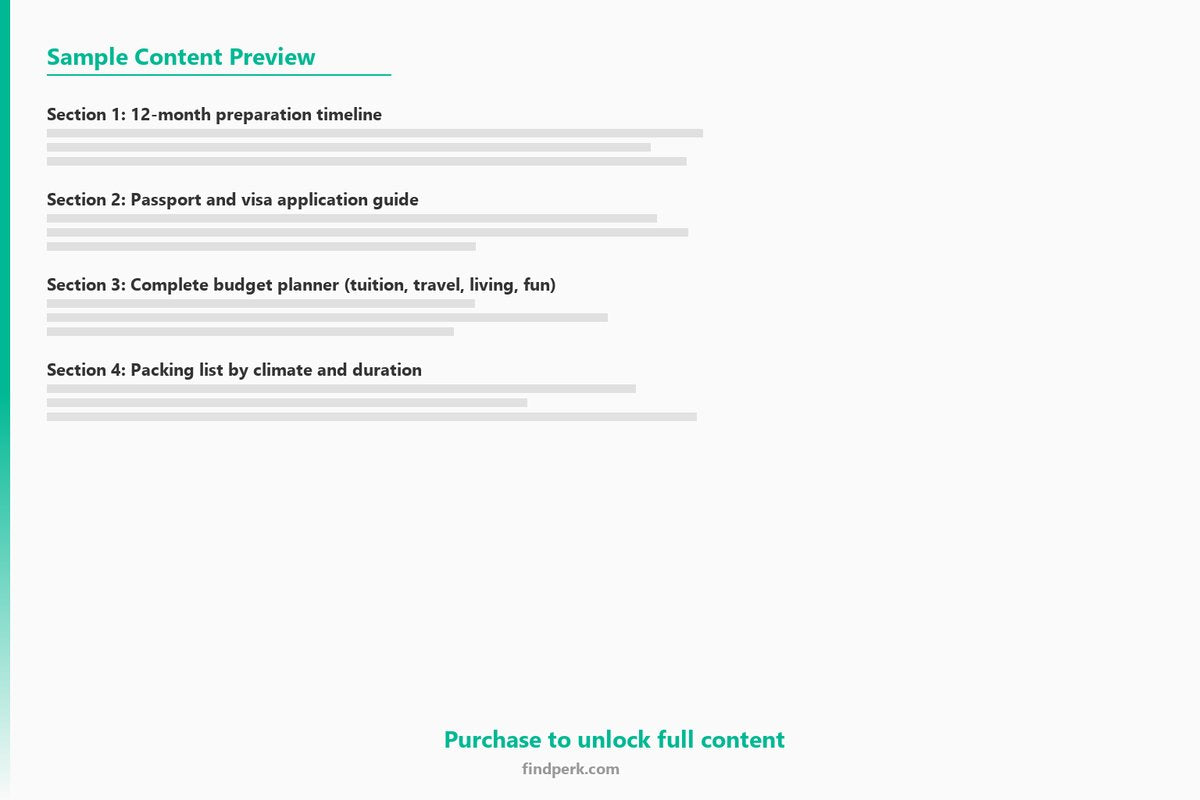 Study Abroad Planning Checklist and Budget Tracker - Complete Preparation Guide - Content Preview
