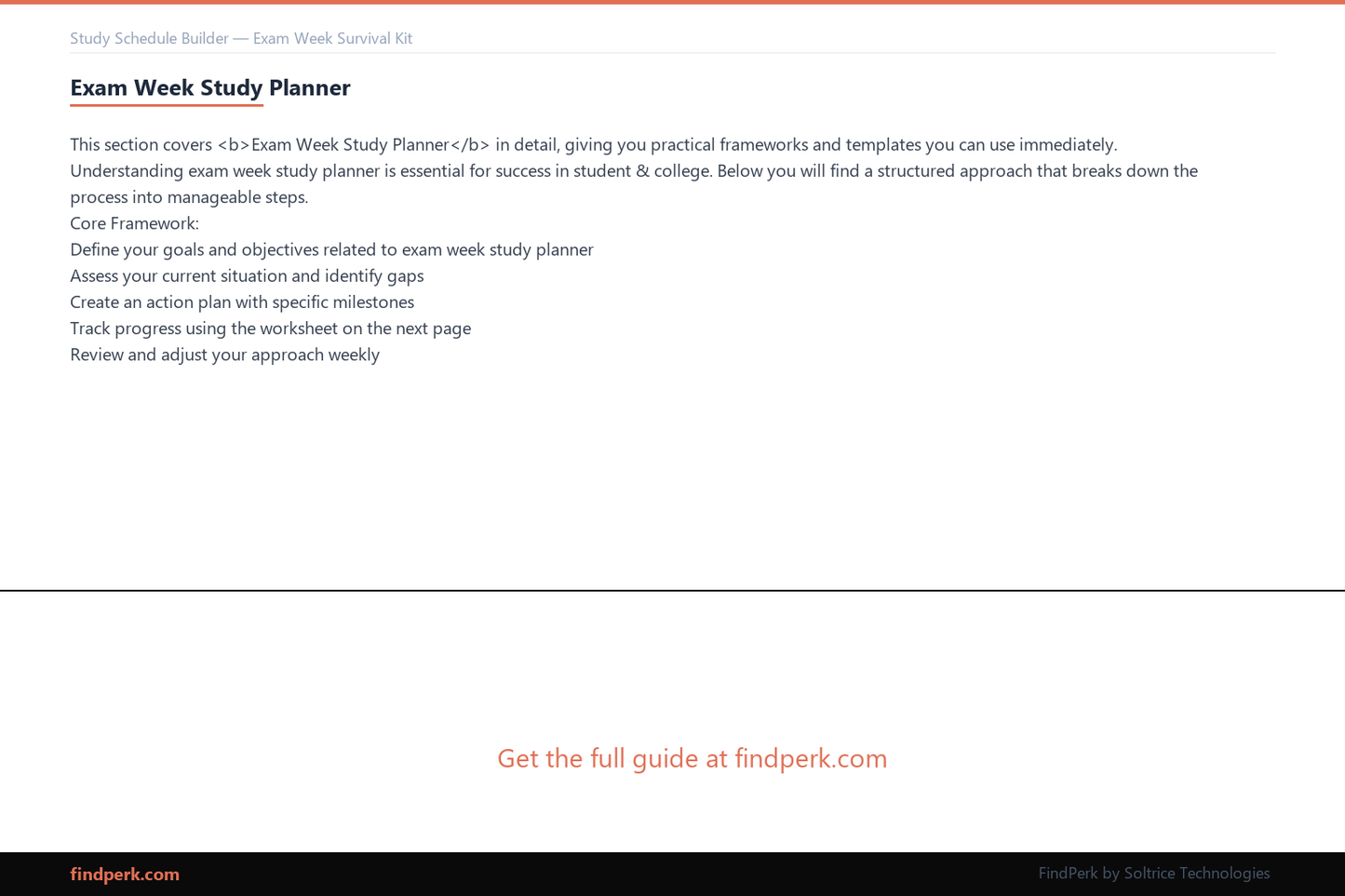 Study Schedule Builder — Exam Week Survival Kit