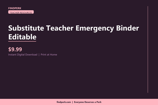 Substitute Teacher Emergency Binder Editable