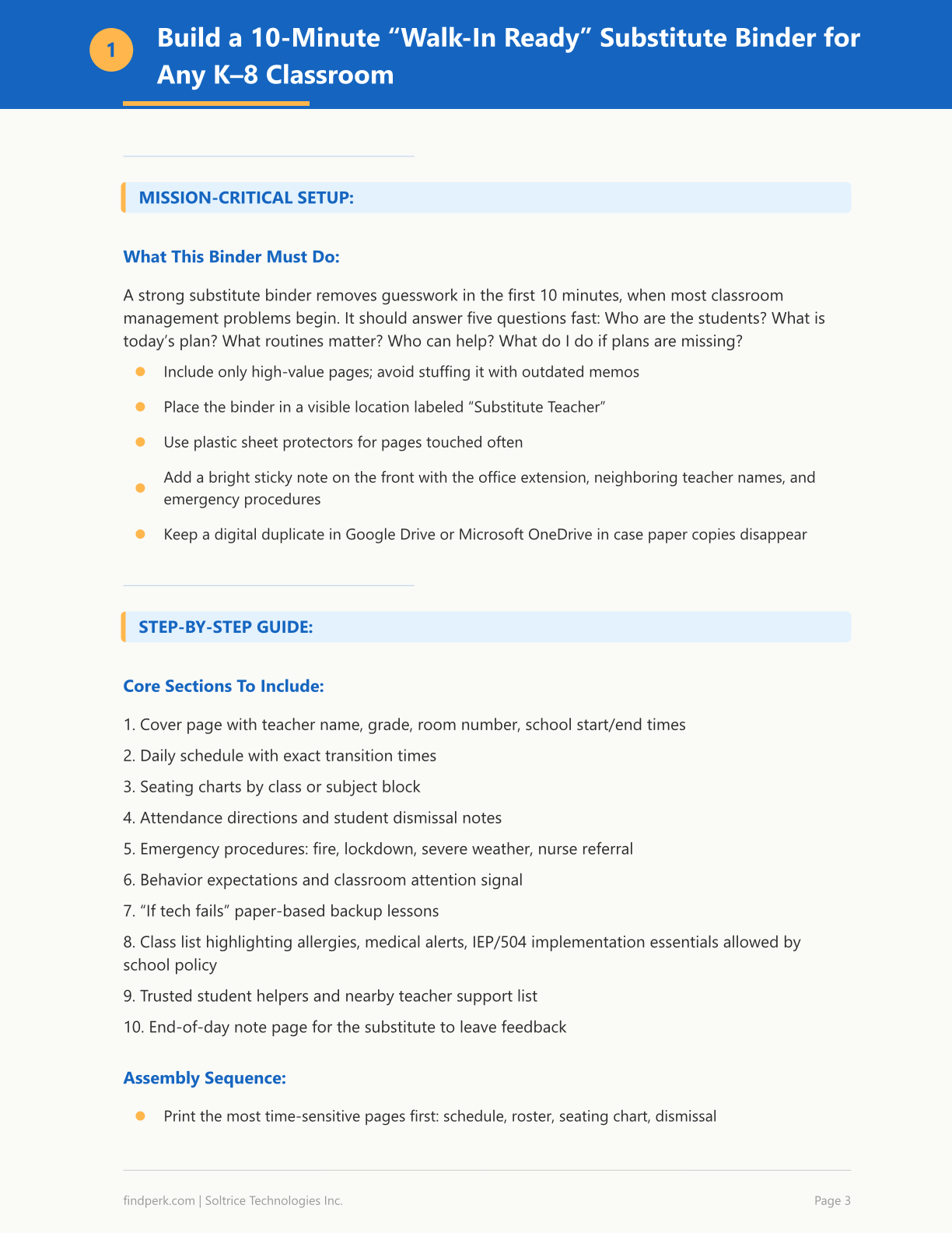 Substitute Teacher Survival Kit - Emergency Plans & Activities (K-8)