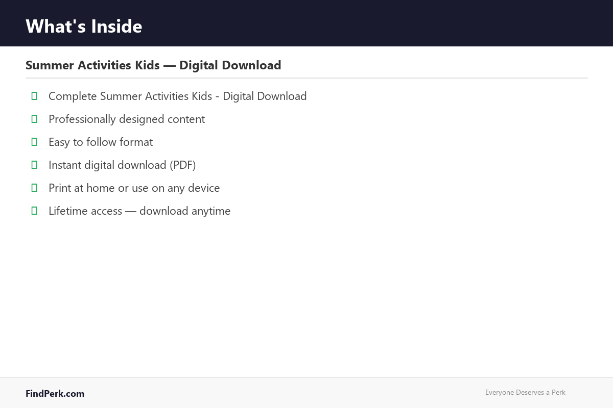 Summer Activities Kids — Digital Download