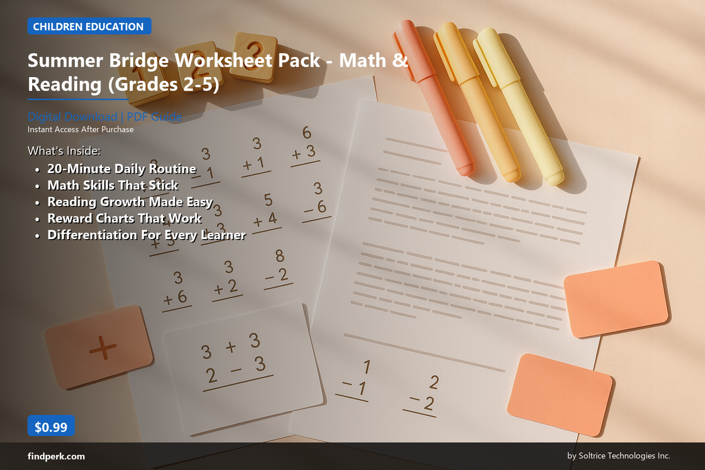 Summer Bridge Worksheet Pack - Math & Reading (Grades 2-5)