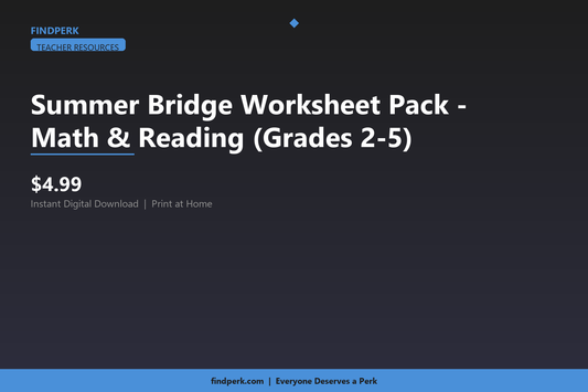 Summer Bridge Worksheet Pack - Math & Reading (Grades 2-5)