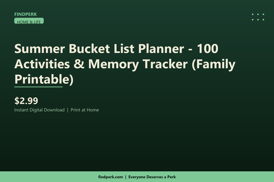 Summer Bucket List Planner - 100 Activities & Memory Tracker (Family Printable)