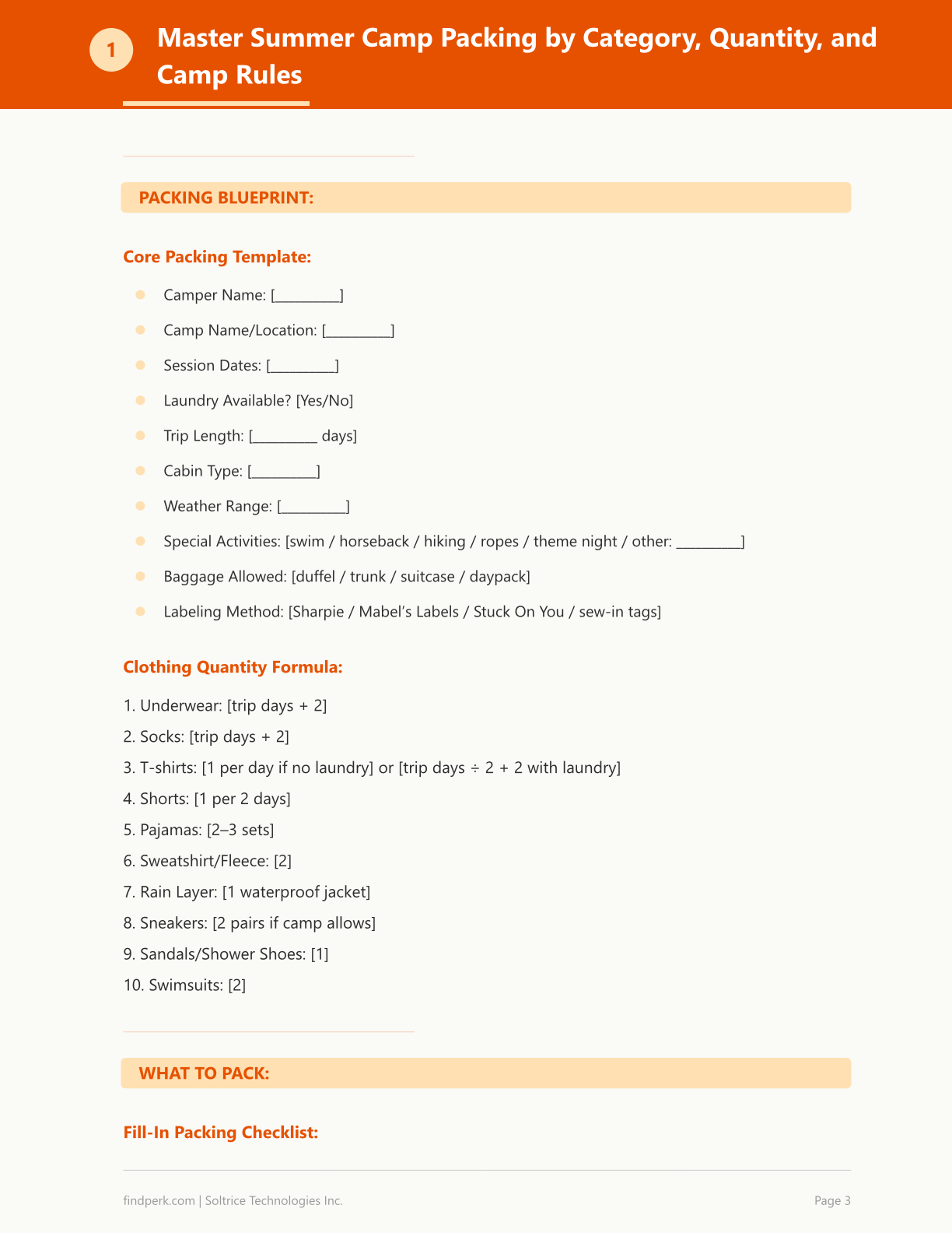 Summer Camp Packing Checklist with Homesickness Coping Letter Templates for Parents
