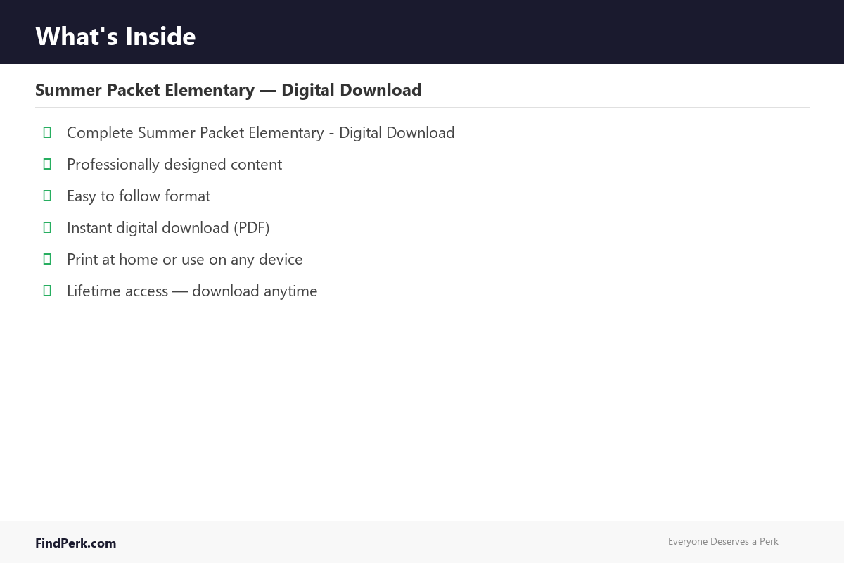 Summer Packet Elementary — Digital Download