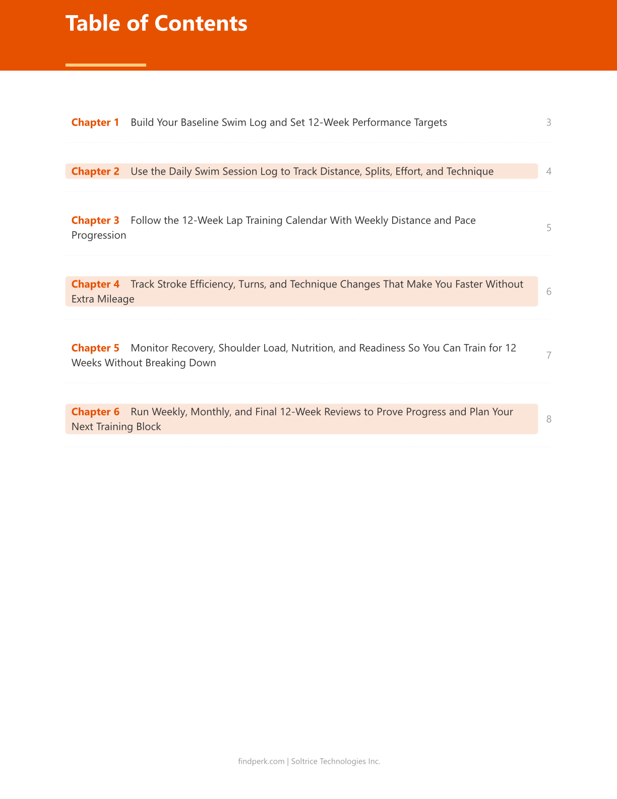 Swimming Workout Log 12-Week Lap Training Program
