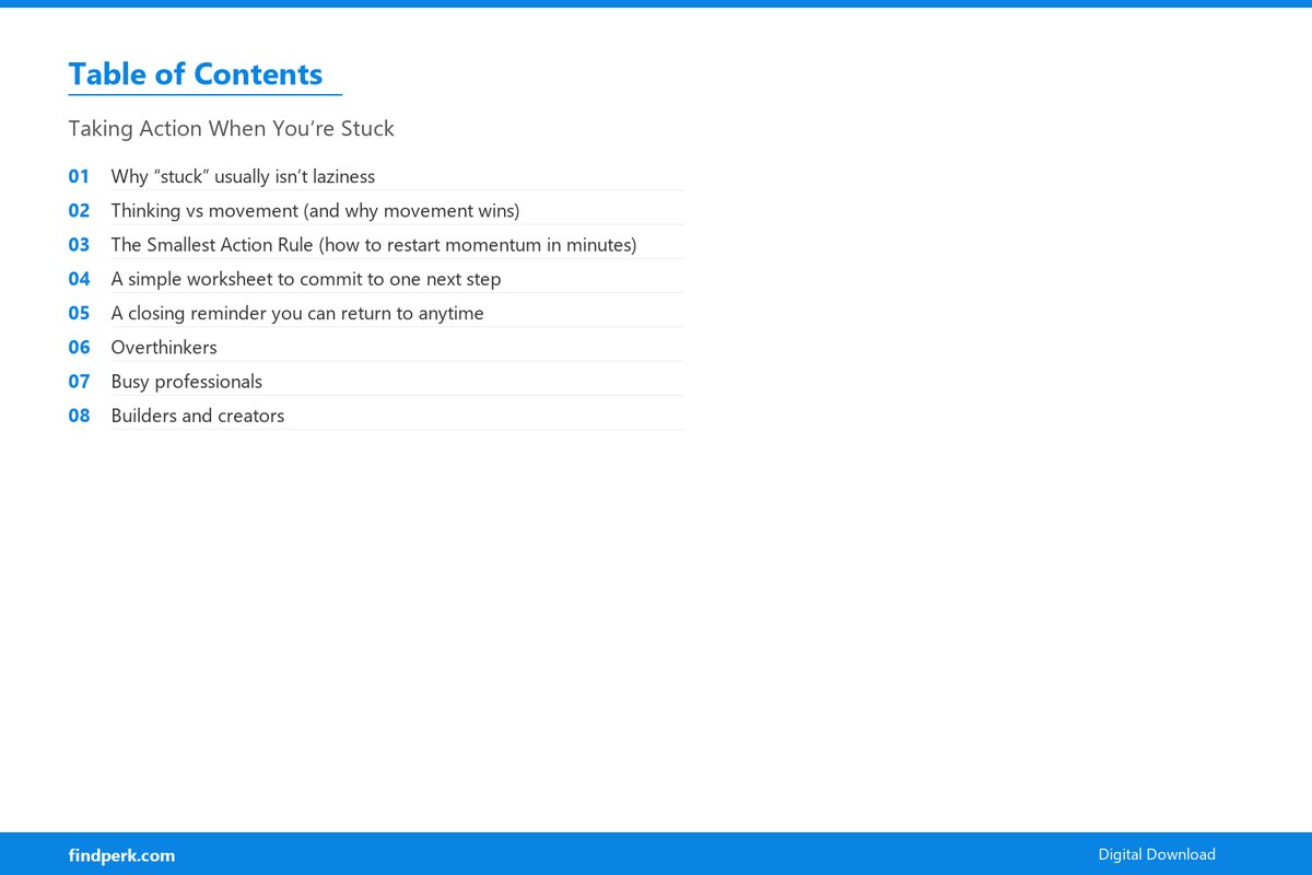 Taking Action When You’re Stuck - Table of Contents
