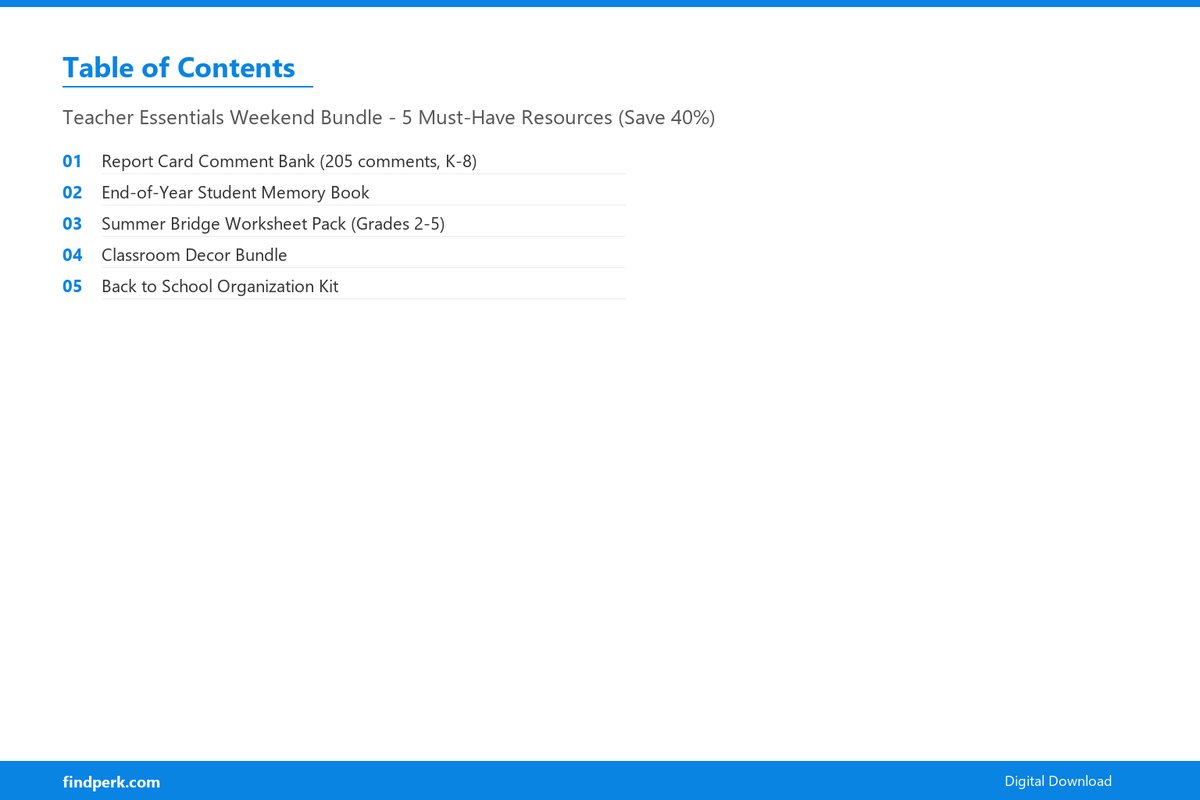 Teacher Essentials Weekend Bundle - 5 Must-Have Resources (Save 40%) - Table of Contents