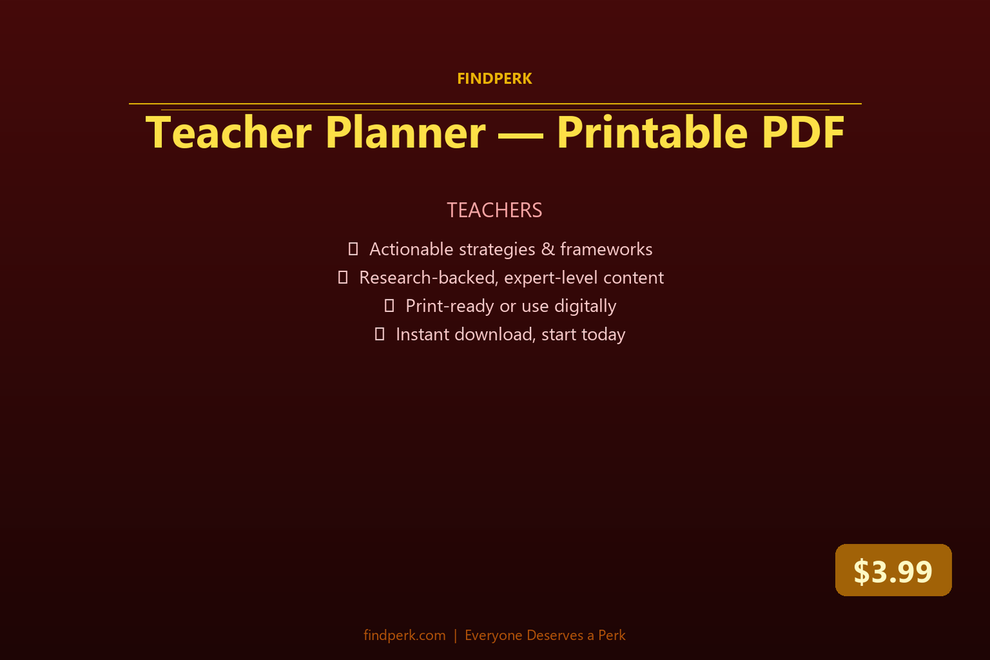 Teacher Planner — Printable PDF