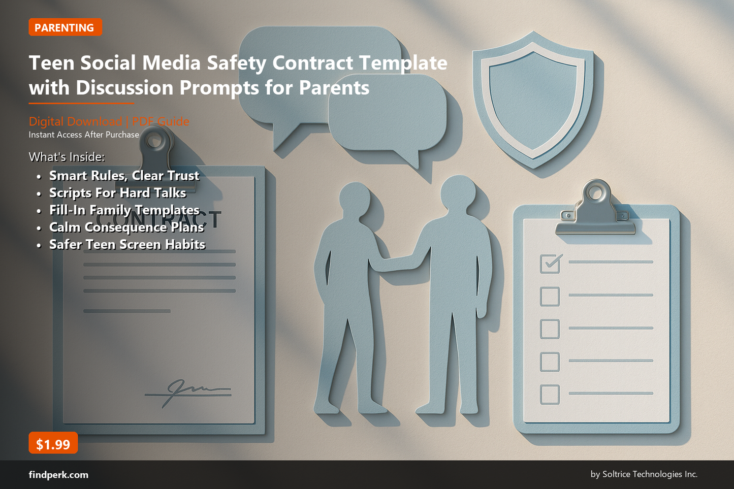 Teen Social Media Safety Contract Template with Discussion Prompts for Parents