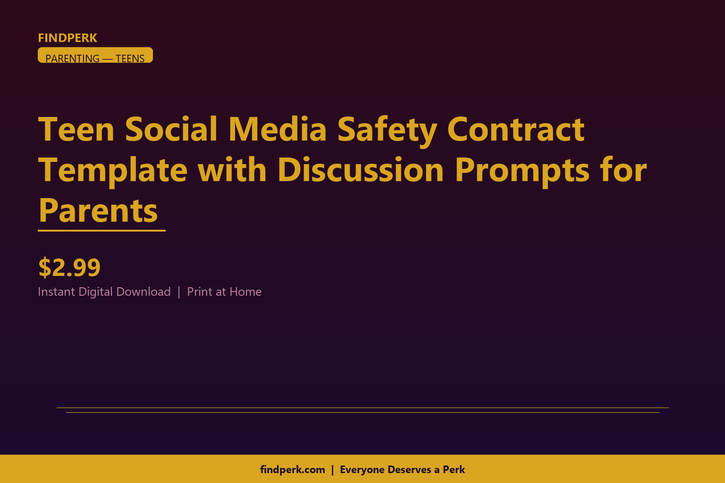 Teen Social Media Safety Contract Template with Discussion Prompts for Parents