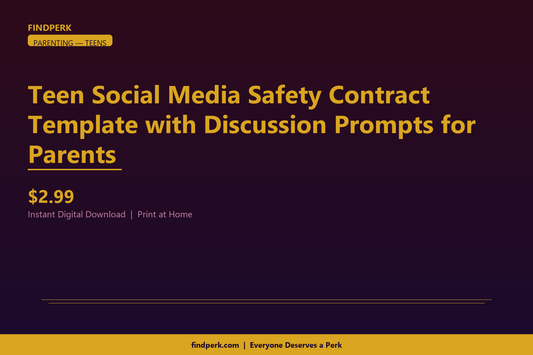Teen Social Media Safety Contract Template with Discussion Prompts for Parents