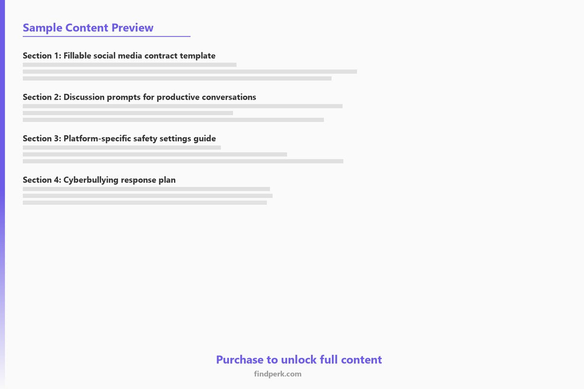 Teen Social Media Safety Contract Template with Discussion Prompts for Parents - Content Preview