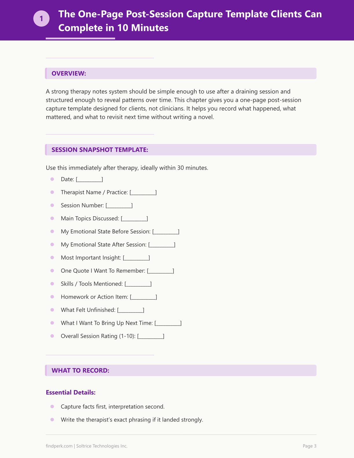 Therapy Session Notes Template for Clients - Track Progress Between Sessions