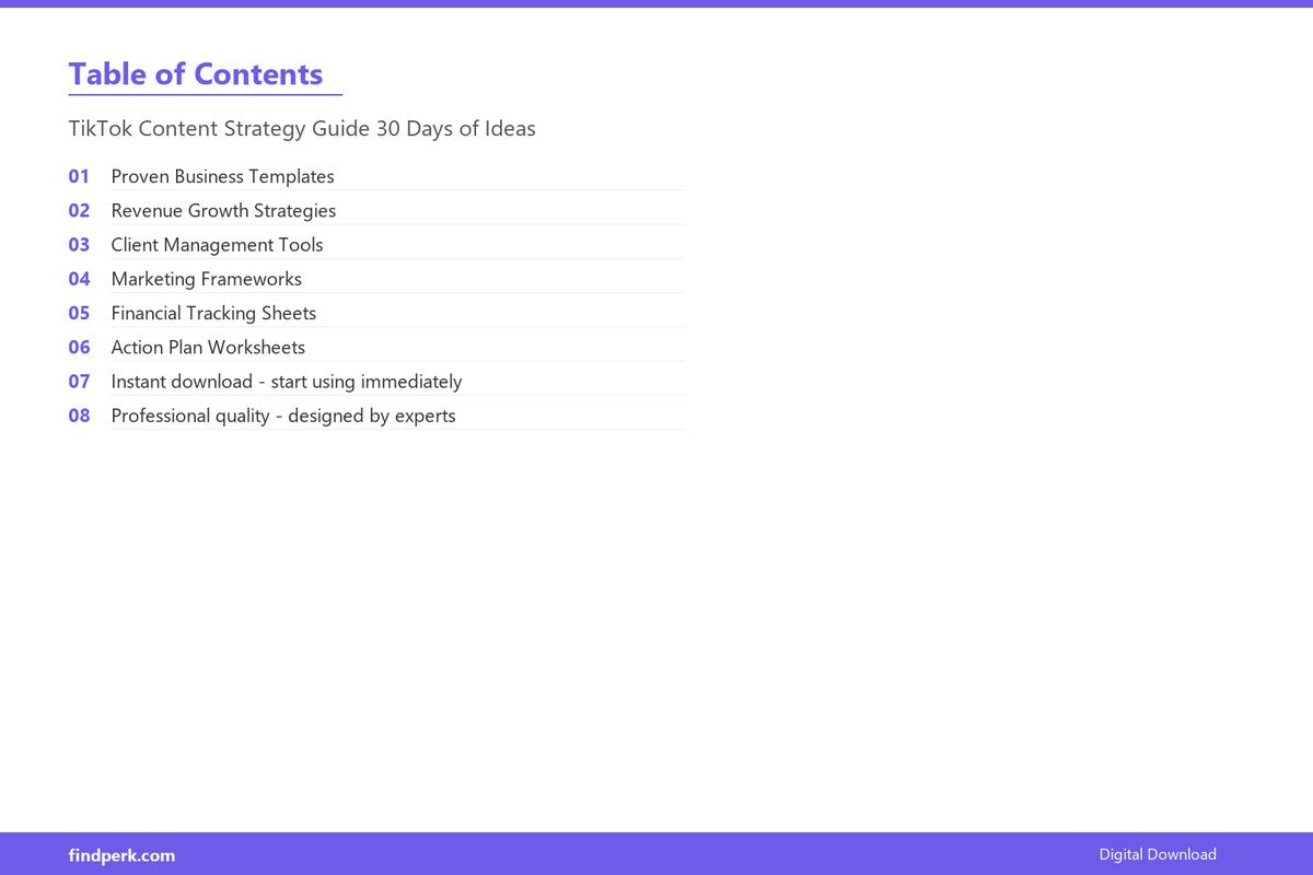 TikTok Content Strategy Guide 30 Days of Ideas - Table of Contents