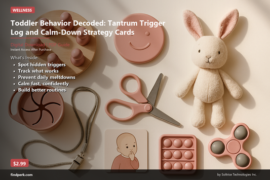 Toddler Behavior Decoded: Tantrum Trigger Log and Calm-Down Strategy Cards