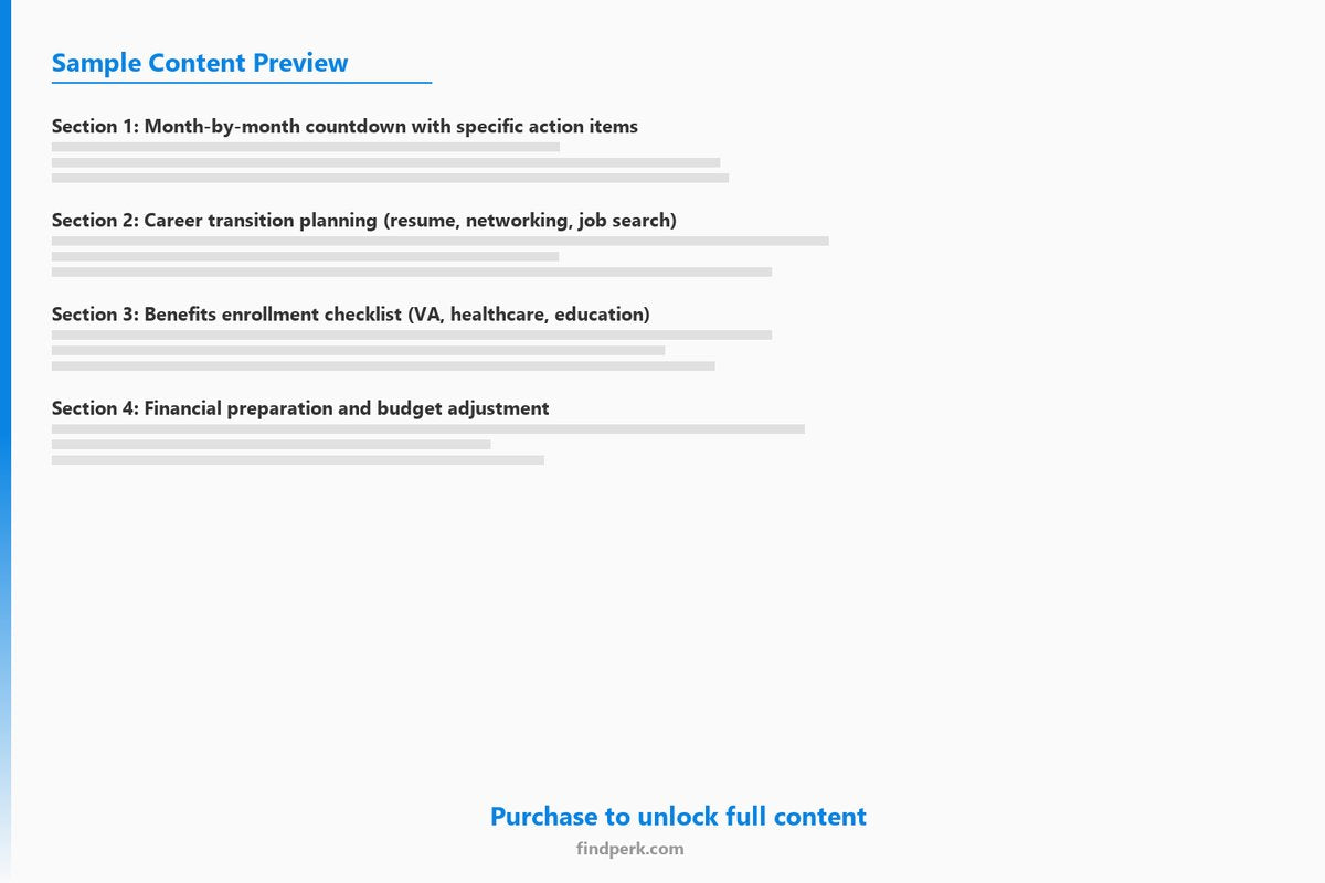 Transition Checklist 6 Months Before Separation - ETS/EAS Preparation Planner - Content Preview
