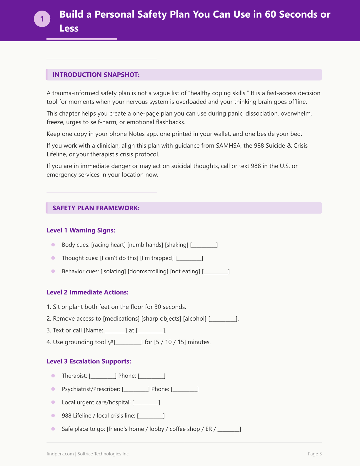 Trauma-Informed Self-Care Planner - Safety Plan & Grounding Toolkit