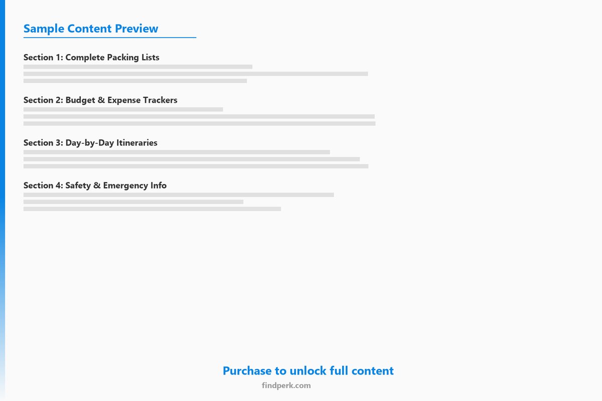 Travel Itinerary Template Day-by-Day Trip Organizer - Content Preview