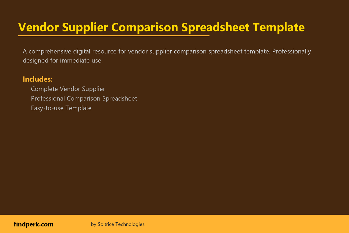 Vendor Supplier Comparison Spreadsheet Template