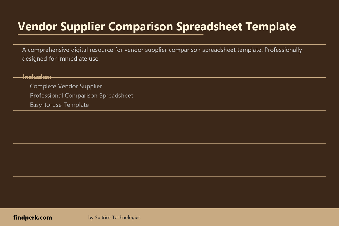 Vendor Supplier Comparison Spreadsheet Template