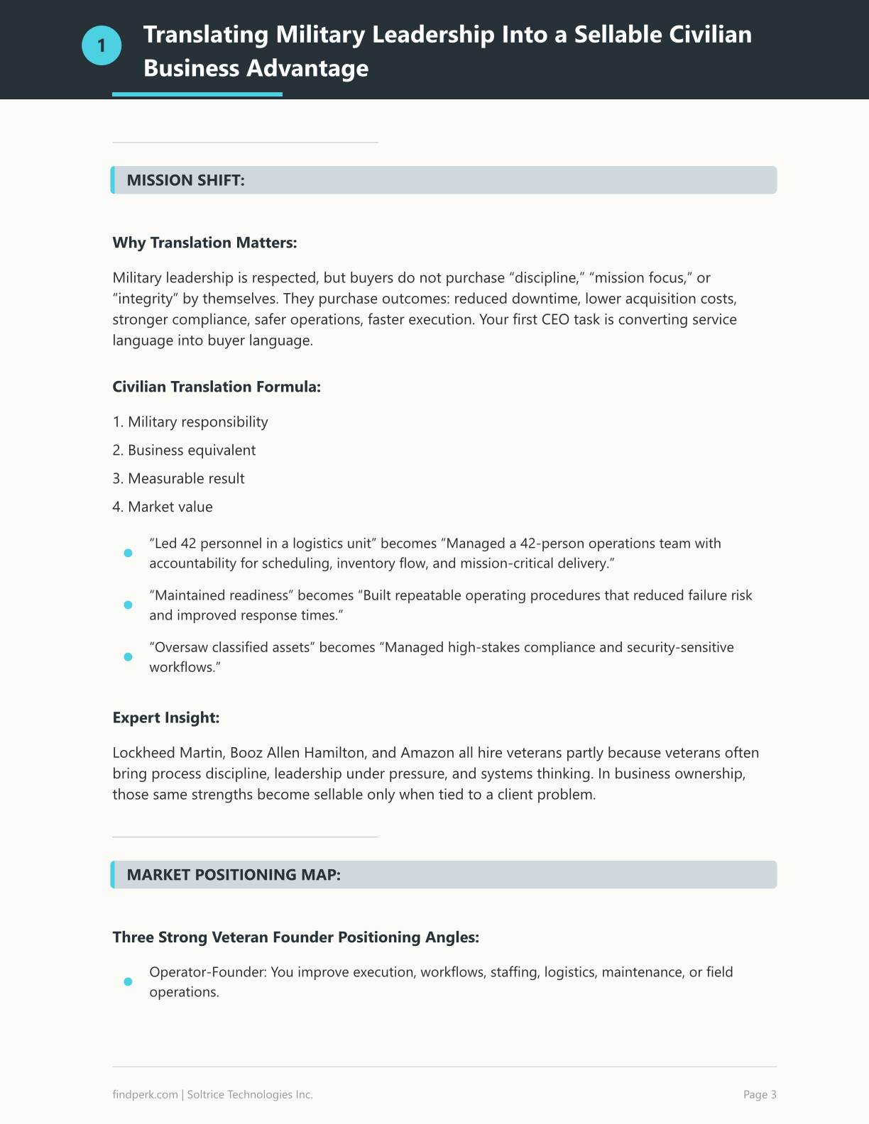 Veteran Entrepreneur Business Start Guide - Service to CEO Transition Workbook