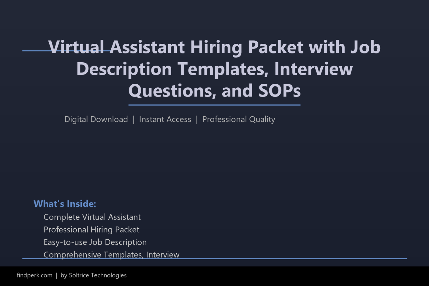 Virtual Assistant Hiring Packet with Job Description Templates, Interview Questions, and SOPs